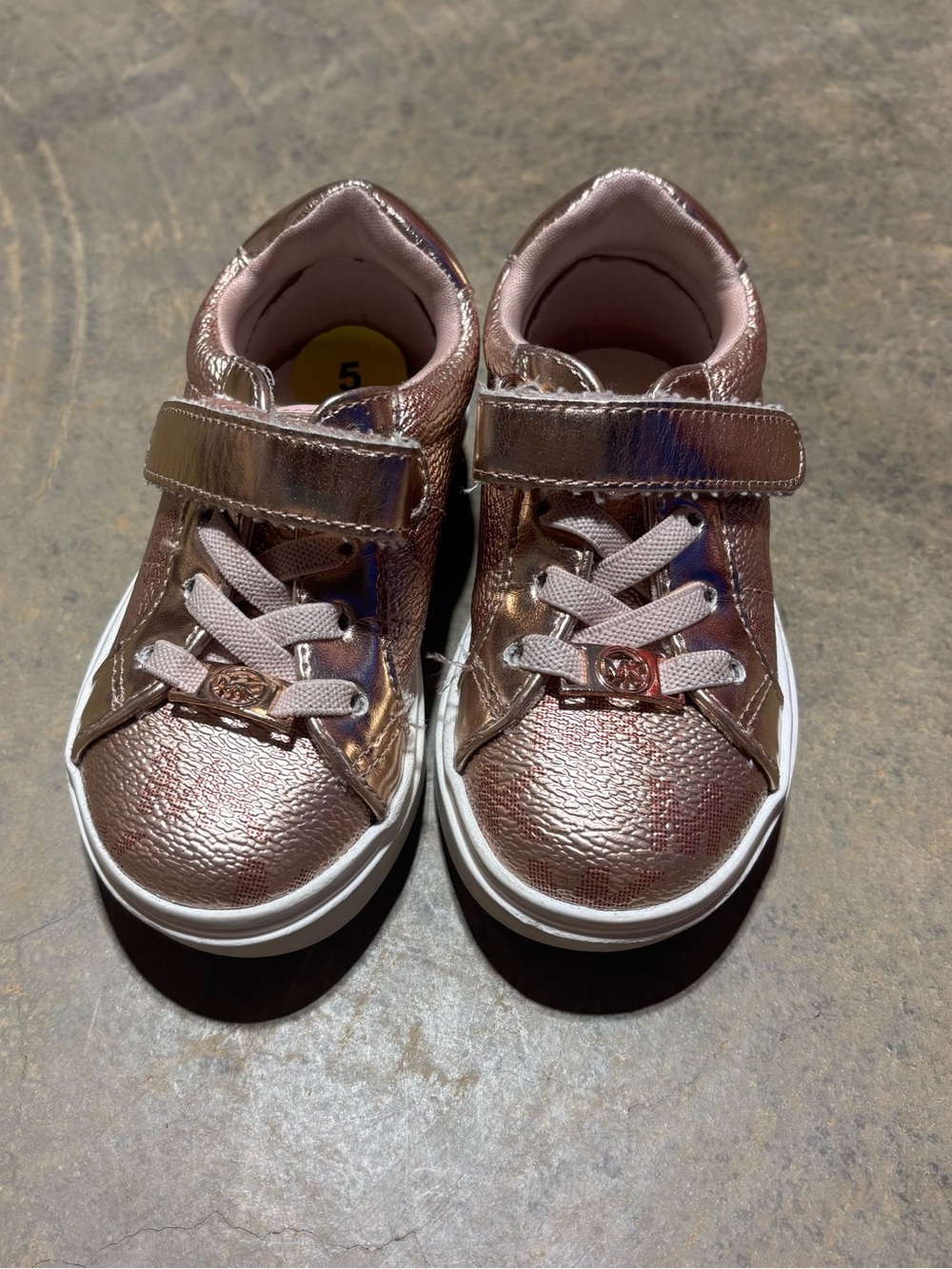 Michael Kors Kids Metallic Rose Gold Hook-and-Loop Sneakers